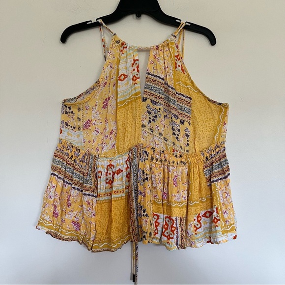 Rachel Zoe Bellini Halter Top Boho Hippy Size Medium Tank Patchwork Peplum - Picture 1 of 8